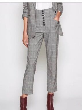 Joie Gray Plaid NWT 10 Cropped High-Rise Trousers